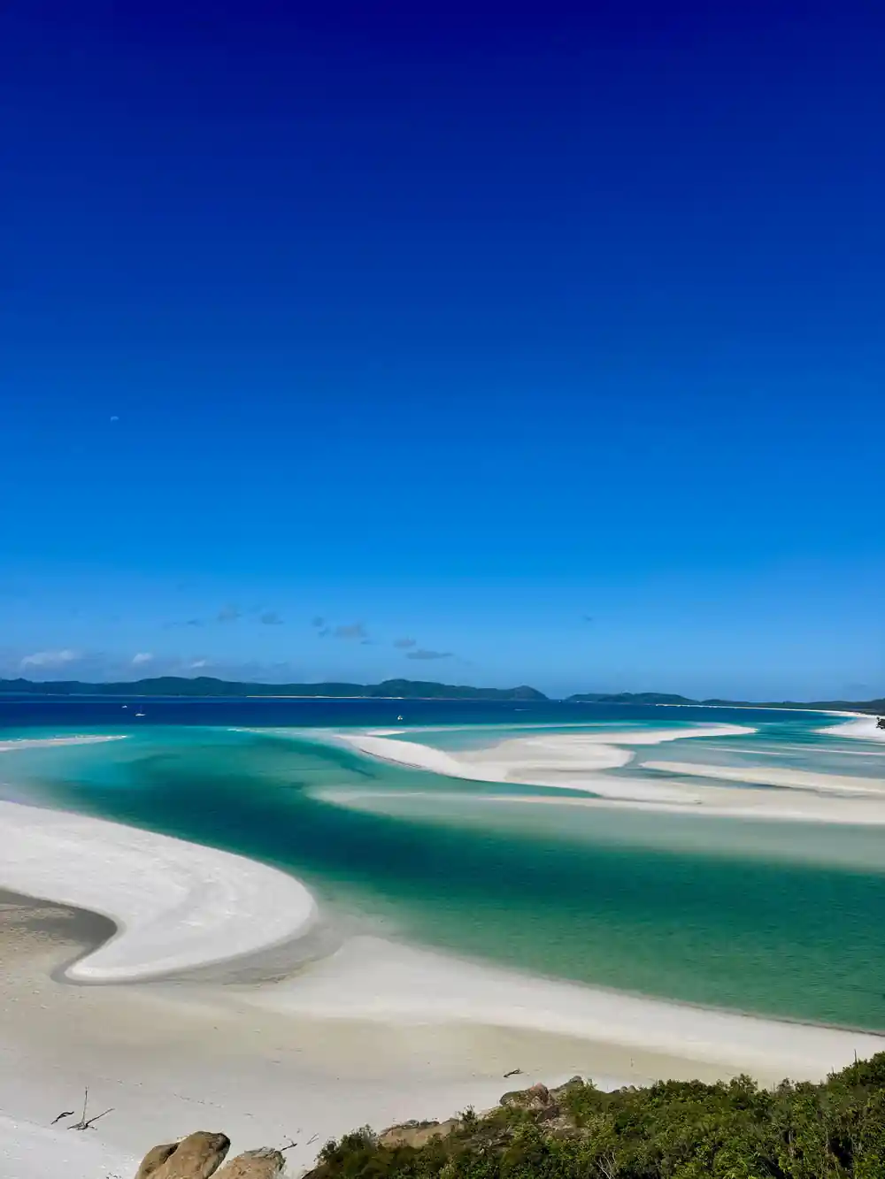 Aerial view of turquoise lagoon with white sand banks